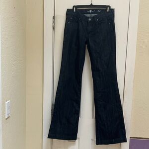 7 For All Mankind Dojo Dark Wash Flared Wide-Leg Jeans